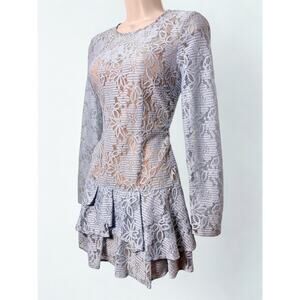 Icy Blue Lace Overlay Drop Waist Tiered Ruffle Minidress Fairycore
